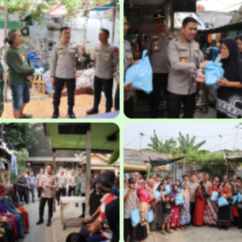Kapolres Metro Tangerang Kota Sambangi Kawasan Slum Area Cimone Jaya, Bagikan Sembako dan Ajak Warga Jaga Kamtibmas