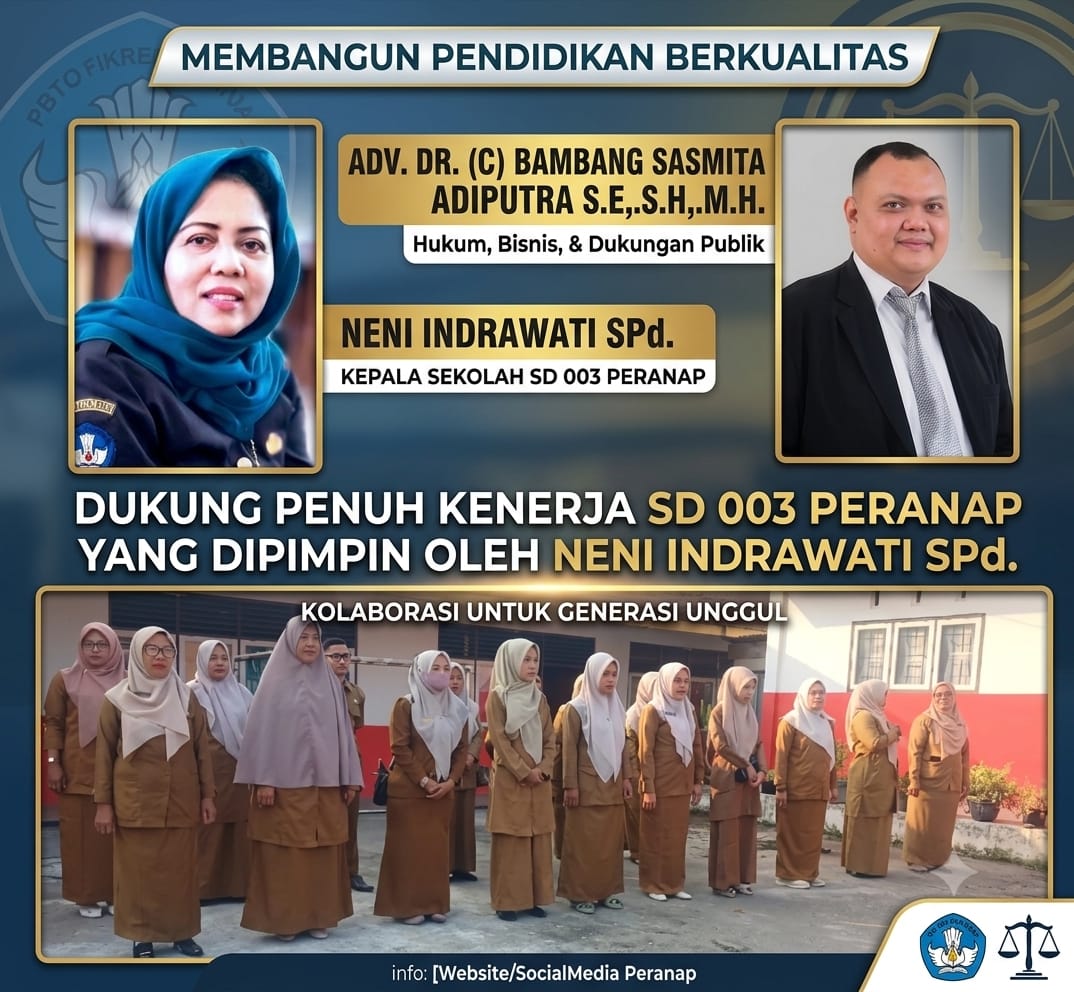 Adv. Dr. (C) Bambang Sasmita Adiputra, S.E., S.H., M.H. Dukung Penuh Penegakan Disiplin di SD Negeri 003 Peranap. 