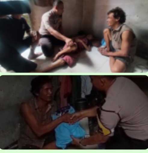 Peduli Kemanusiaan, Bhabinkamtibmas Duri Selatan Datangi dan Beri Bantuan Lansia Sakit Menahun