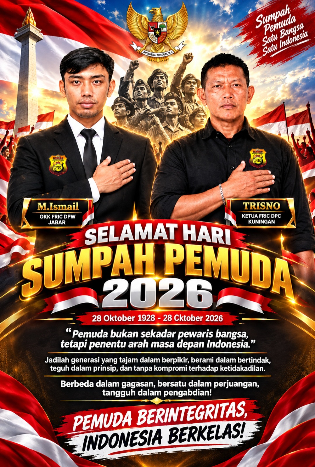 Hari Sumpah Pemuda 2026, FRIC Kuningan: Pemuda Berintegritas, Indonesia Berkelas